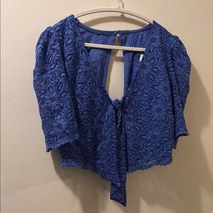 Anthropologie Blue Lace Blouse
